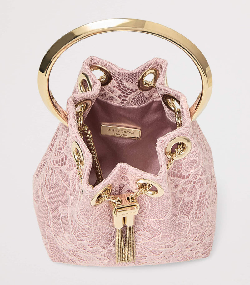 Jimmy Choo Micro Bon Bon top-handle bag in pastel lace (British brand)