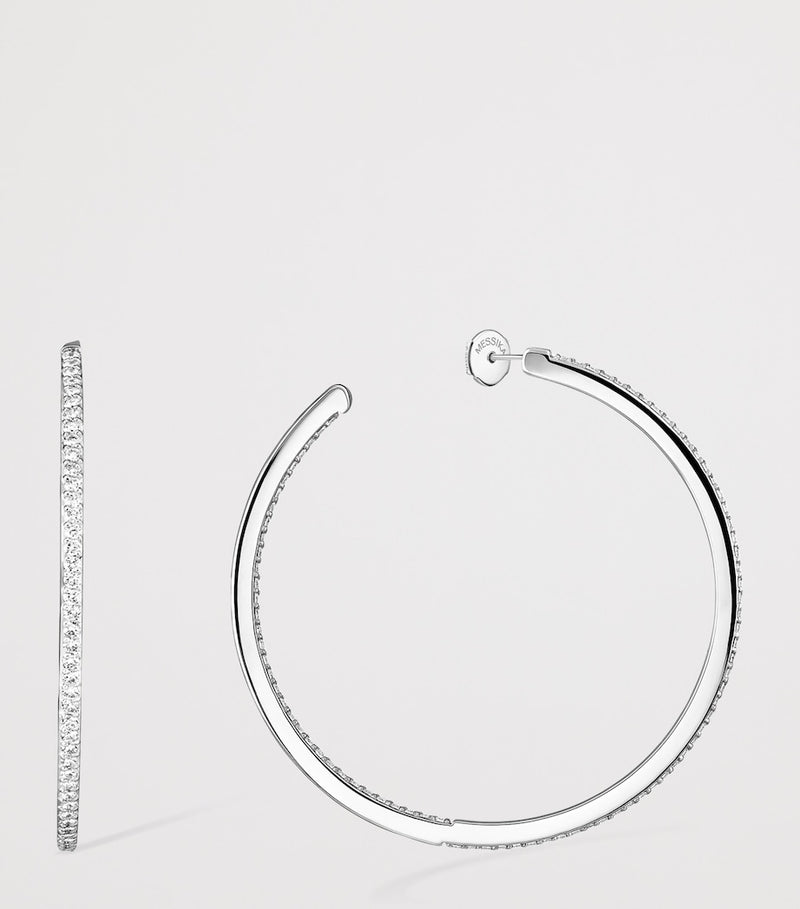 Messika Gatsby small white gold hoop earrings 0.41ct, imported from the UK