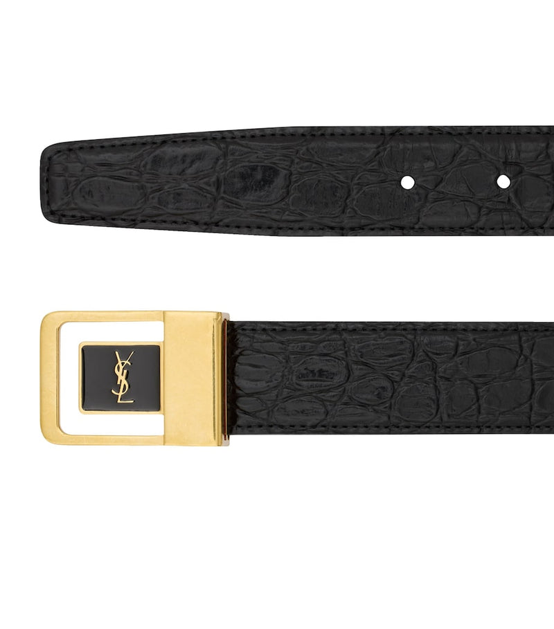 Saint Laurent croc-embossed leather belt 3cm (British brand)
