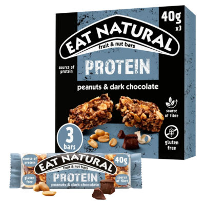 ASDA Eat Natural Protein Peanuts Dark Chocolate Fruit Nut Bars 3 x 40g- Buy online at McGrocer