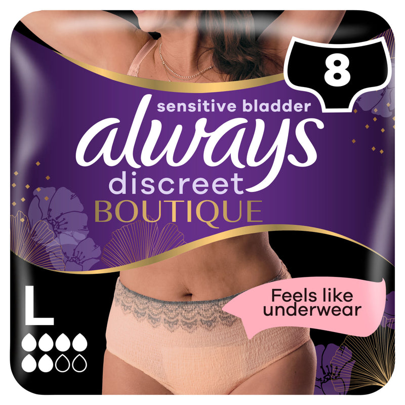 Always Boutique beige incontinence pants size L pack of 8 - British product