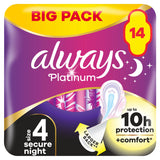 Always Platinum Secure Night (Size 4) Sanitary Towels Wings GOODS ASDA   