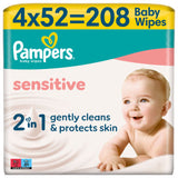 Pampers sensitive baby wipes 208 wipes, imported from the UK