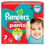 ASDA Pampers Baby-Dry Nappy Pants Size 7, 25 Count, 15kg+- Buy online at McGrocer
