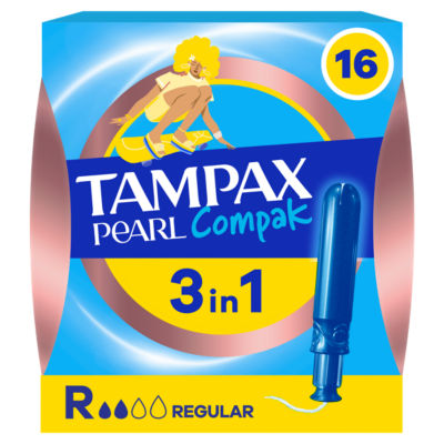 ASDA Tampax Pearl Compak Reguläre Tampons mit Applikator, 16er Packung – Jetzt online bei McGrocer kaufen
