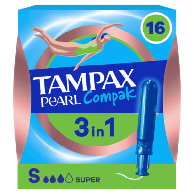 ASDA Tampax Pearl Compak Super Tampons mit Applikator, 16er Packung – Jetzt online bei McGrocer kaufen