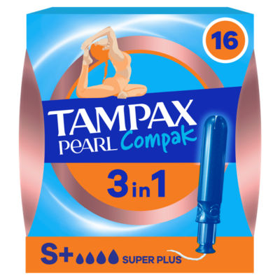 ASDA Tampax Pearl Compak Super Plus Tampons mit Applikator, 16er Packung – Jetzt online bei McGrocer kaufen