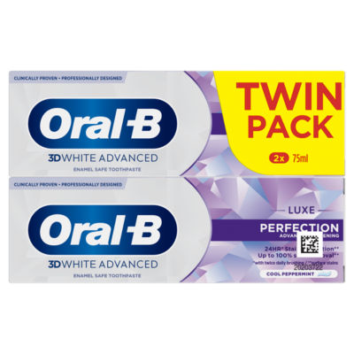 Oral-B 3DWhite Luxe Perfection toothpaste 2x75ml, imported from the UK