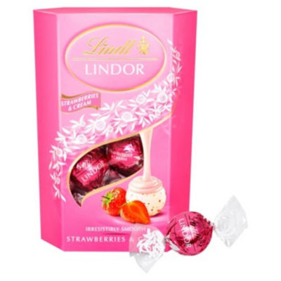 Lindt Lindor Strawberries & Cream truffles 200g, UK version