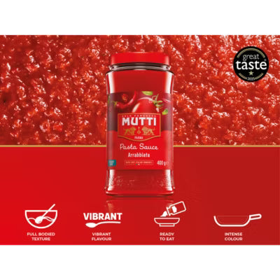Mutti tomato pasta sauce with chilli 400g, imported from the UK