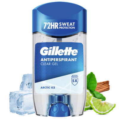 Gillette Arctic Ice antiperspirant clear gel stick 70ml (British brand)