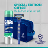 Gillette Mach3 razor set with handle, blades, gel and travel bag, UK version