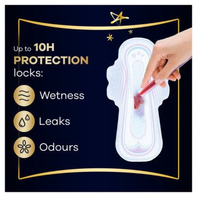 Always sanitary towels Moderate Night Size 4 wings 8 pads, UK version