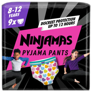 Pampers Ninjamas Pyjama Pants Girls, 9 Pyjama Pants, 8-12 Years, 27-43kg