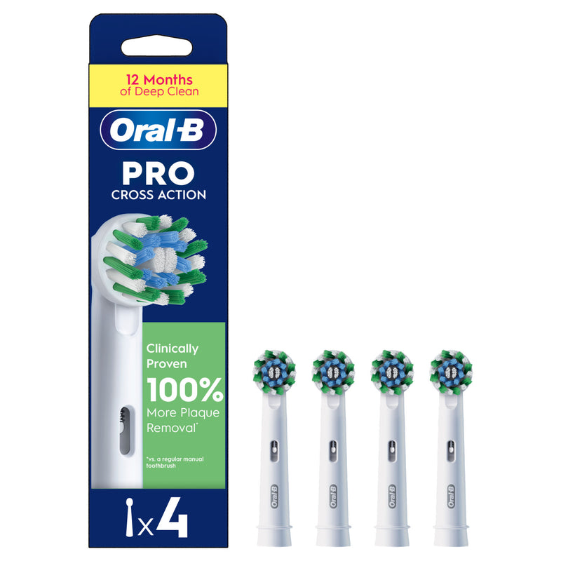 Oral-B Toothbrush Heads Cross Action 4 Counts, imported from the UK