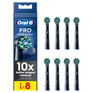 Oral-B Pro Cross Action Black Replacement Toothbrush Heads 8 Counts