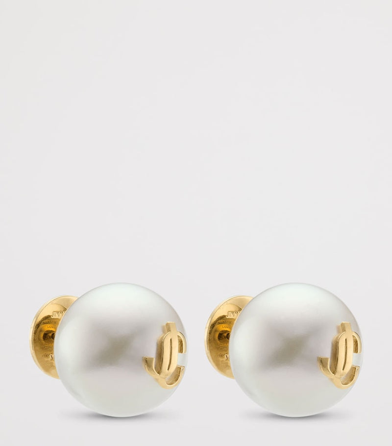 Jimmy Choo faux pearl logo stud earrings - British product