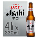 Asahi Super Dry lager bottles 4x330ml - British product