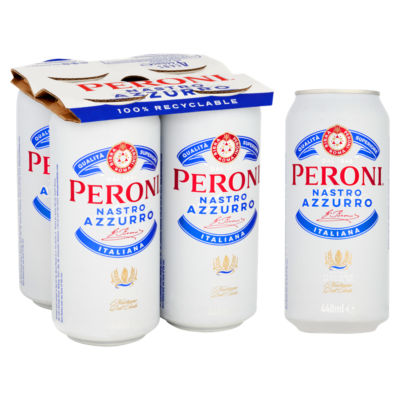 Peroni Nastro Azzurro Italian beer 4x440ml cans - British product
