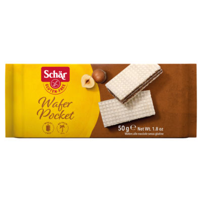 Schar gluten-free hazelnut wafer pockets 50g (British brand)
