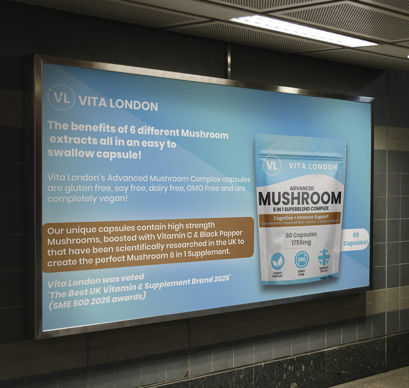 Vita London mushroom complex 6-in-1 with Lion's Mane 60 capsules - British product