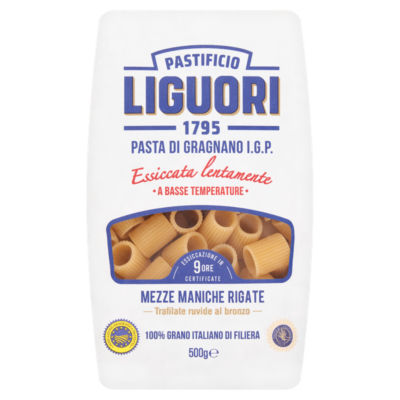 Pastificio Liguori Mezzi Rigatoni pasta 500g, imported from the UK