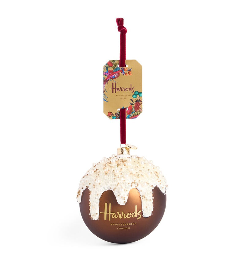 2025 Glass Festive Bauble with Velvet Hanging Loop