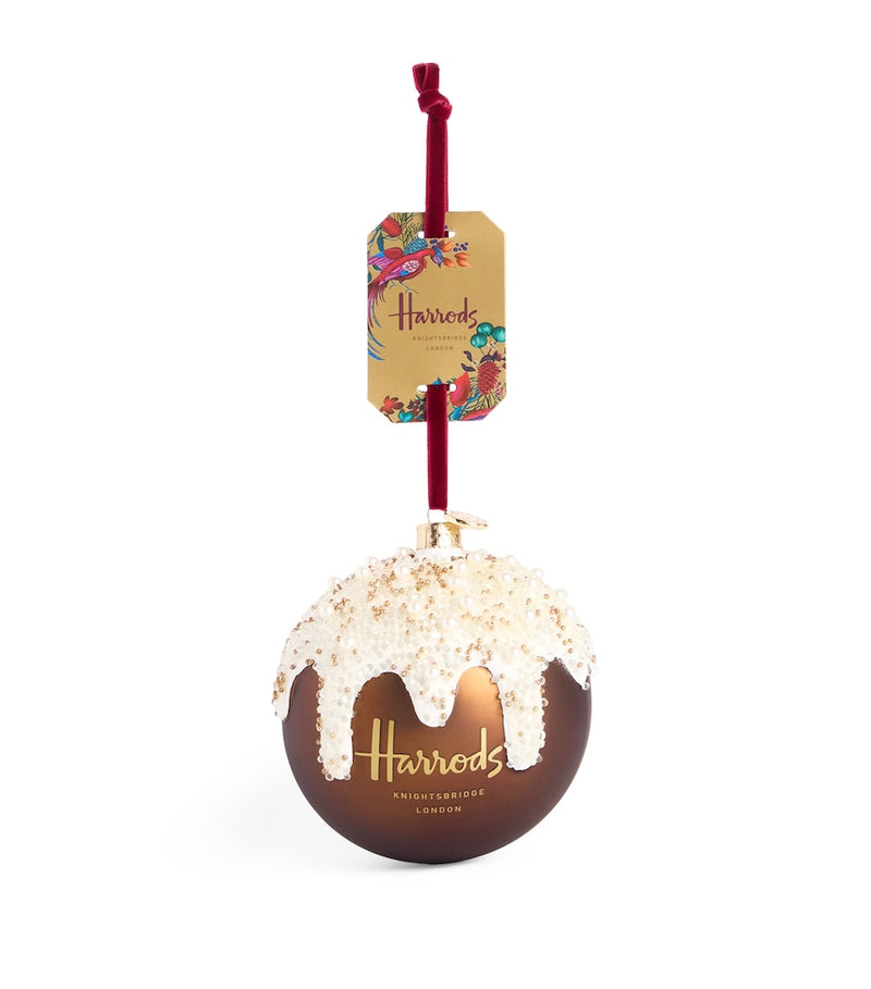 2025 Glass Festive Bauble with Velvet Hanging Loop