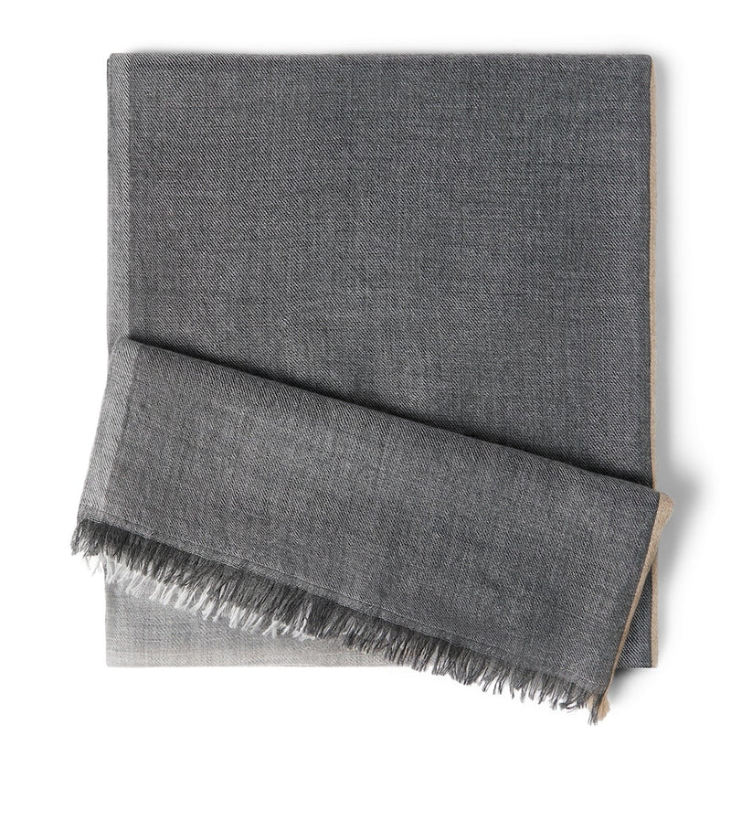 Brunello Cucinelli colour-block cashmere-silk scarf 75cm x 180cm (British brand)