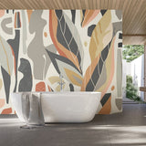 Origin Murals abstract leaf shapes grey wall mural, imported from the UK