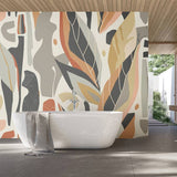 Origin Murals abstract leaf shapes grey wall mural, imported from the UK