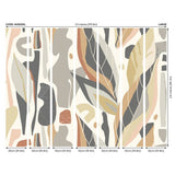 Origin Murals abstract leaf shapes grey wall mural, imported from the UK