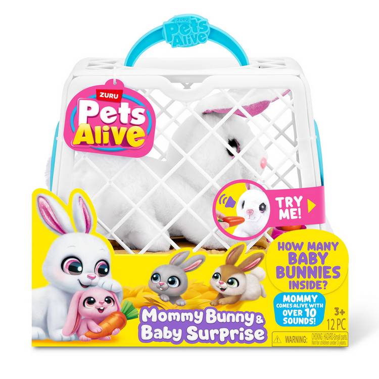 Pets Alive Mommy Bunny interactive toy with baby bunnies - British product