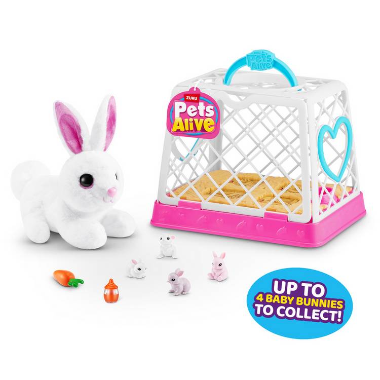 Pets Alive Mommy Bunny interactive toy with baby bunnies - British product