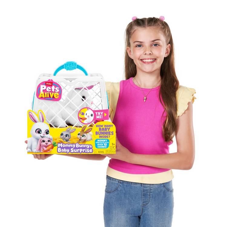Pets Alive Mommy Bunny interactive toy with baby bunnies - British product