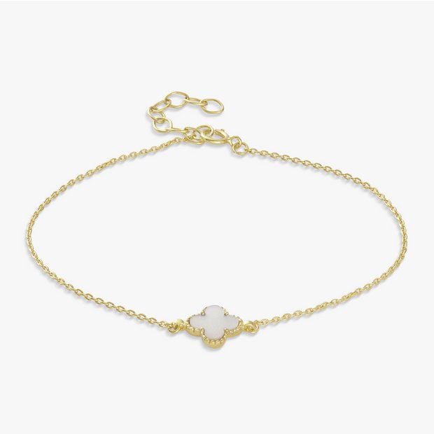 Revere gold plated clover charm bracelet 7.5 inches, imported from the UK
