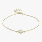 Argos Revere Gold Plated Silver Mother of Pearl Clover Charm Bracelet- Buy online at McGrocer
