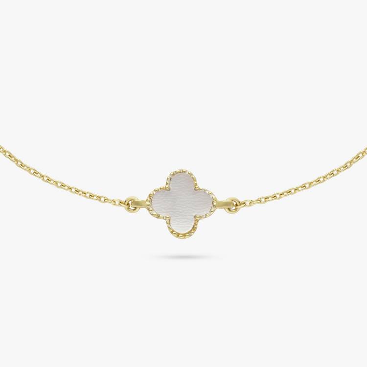 Revere gold plated clover charm bracelet 7.5 inches, imported from the UK