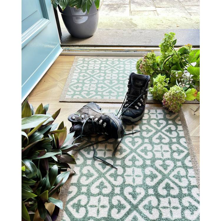 My Mat Harlequin Tile Green runner 50x150cm, imported from the UK