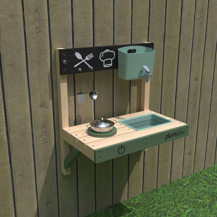 Plum Play Splash & Mash mud kitchen wall-mounted, imported from the UK