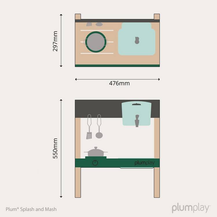 Plum Play Splash & Mash mud kitchen wall-mounted, imported from the UK