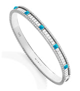 Harrods Marli New York LIFE Bangle in 18kt White Gold with Diamond and Turquoise- Buy online at McGrocer