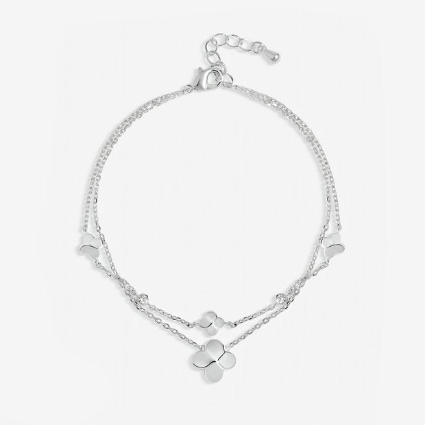 Inicio silver plated double row clover bracelet - British product