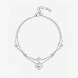 Inicio silver plated double row clover bracelet - British product