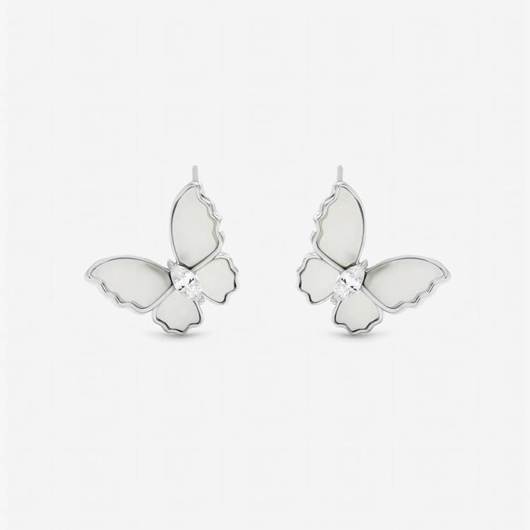 Jon Richard mother pearl butterfly earrings 17mm (British brand)