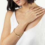 Radley gold plated heart and pearl charms bangle, imported from the UK