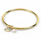 Radley gold plated heart and pearl charms bangle, imported from the UK