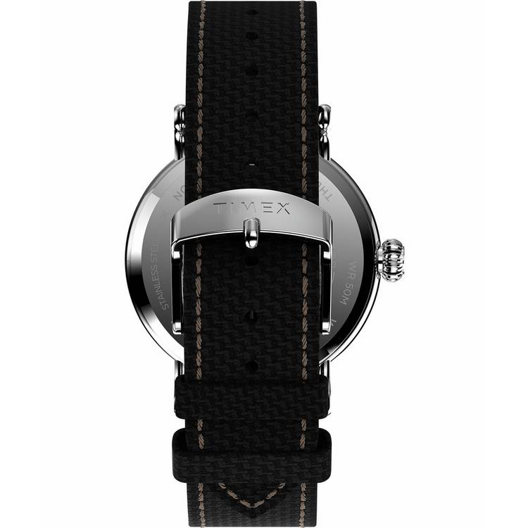 Timex Standard watch black dial leather strap 40mm, UK version