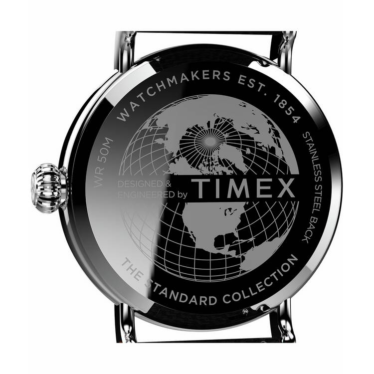 Timex Standard watch black dial leather strap 40mm, UK version