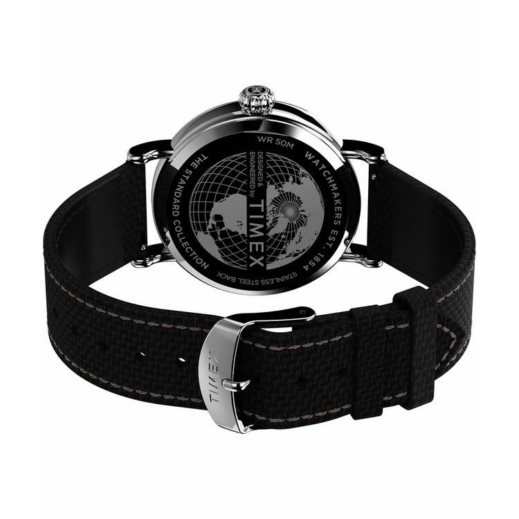 Timex Standard watch black dial leather strap 40mm, UK version
